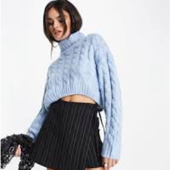 New Berksha Cable Knit Roll Turtleneck Neck Sweater Oversized Cropped Fairisle - Picture 1 of 1